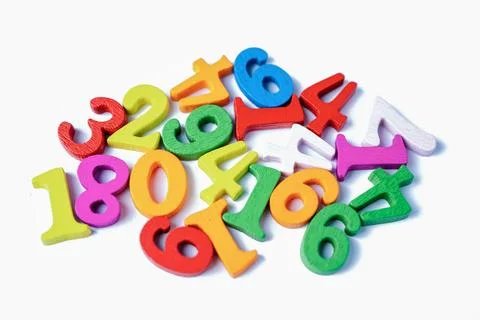 Math number colorful on white background, education study mathematics learn.. Фото