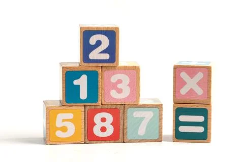 Math number colorful on white background, education study mathematics learn.. Фото
