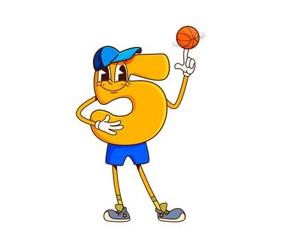 Math number five groovy character on fitness Stock Illustration