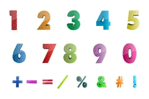 Math numbers with icons Stock Illustration