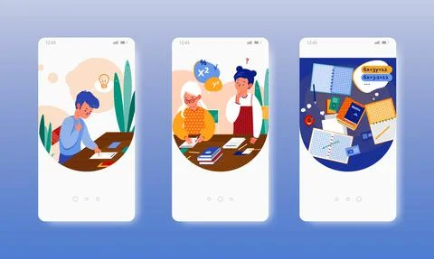 Math olympiad. Talented school kids mathematics competition, test. Mobile app Stock Illustration