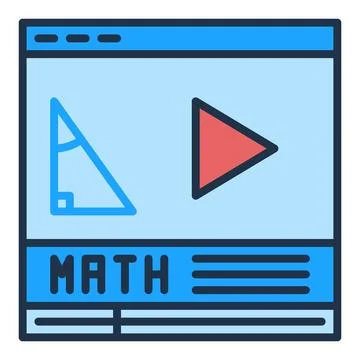 Math Online Video vector Mathematics Science learning concept colored icon Illustrazione stock