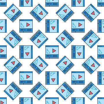 Math Online Video vector Mathematics Science learning concept colored seaml.. Stock Illustration
