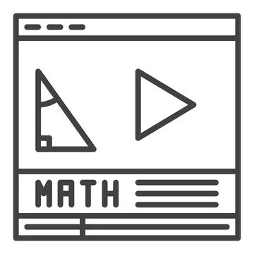 Math Online Video vector online class learning concept line icon Stock Illustration
