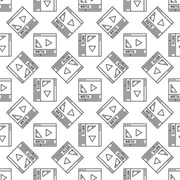 Math Online Video vector online class learning line seamless pattern Illustrazione stock