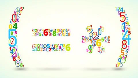 Math operands, colored vector font from numbers Illustrazione stock