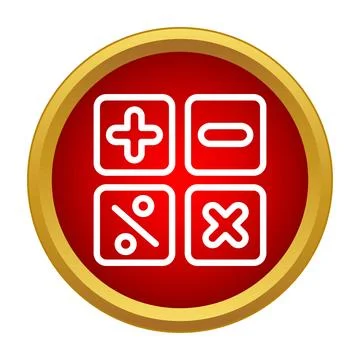 Math operations calculation button symbol in red circle Stock-Illustration