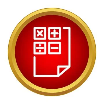 Math operations document icon in golden circle 库存插图