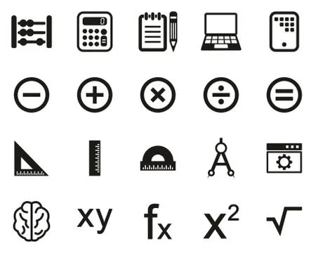 Math Or Math Science Icons Black &amp; White Set Big 스톡 일러스트