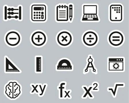 Math Or Math Science Icons Black &amp; White Sticker Set Big Stockillustratie