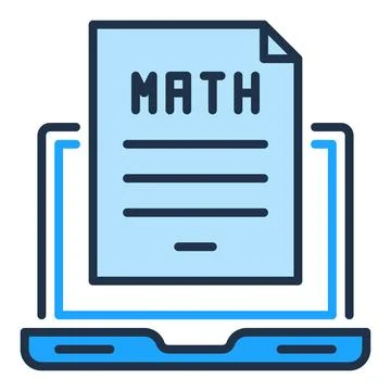 Math Paper on Laptop Screen vector concept blue icon Illustrazione stock