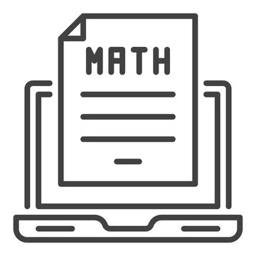 Math Paper with Laptop vector Mathematics concept line icon Illustrazione stock