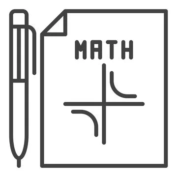 Math Paper with Pen vector Mathematics concept outline icon 스톡 일러스트