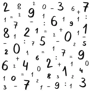 Math pattern. Abstract number fonts. School book alphabet. Education poster. Stock Illustration