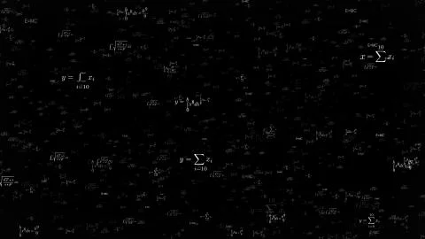 Math physics formulas on black background Illustrazione stock