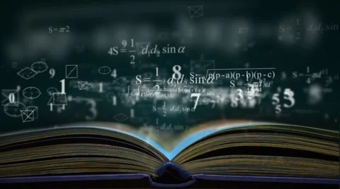 Math physics formulas from book. computer generated loopable motion background. Stock Footage 58168152