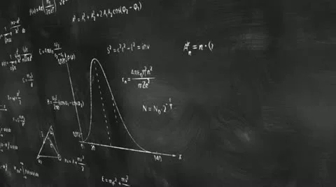 Math physics formulas on chalkboard panning loop Stock Footage
