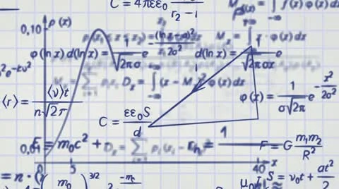 Math physics formulas on squared paper loop Stock Footage