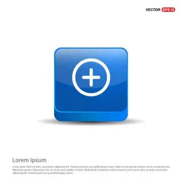 Math plus icon - 3d Blue Button Stock Illustration