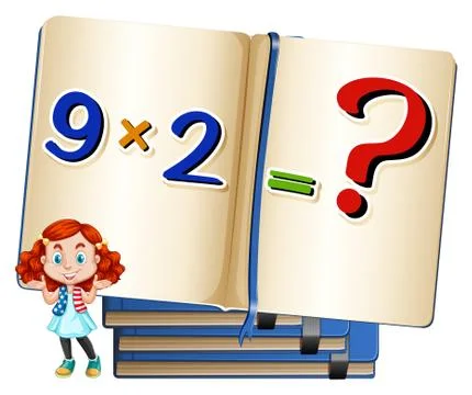 Math problem on book 스톡 일러스트