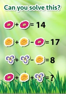 Math problem solving worksheet Illustrazione stock