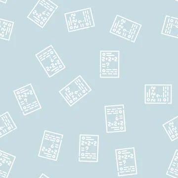 Math problems line vector seamless pattern black Stock Illustration