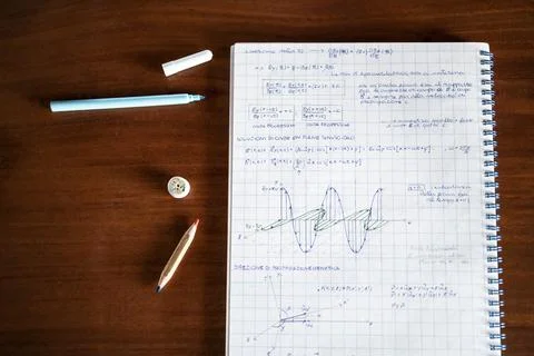 Math problems written on the paper Stock Photos