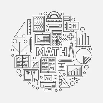 Math round line illustration Illustrazione stock