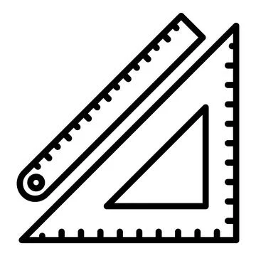 Math ruler icon, outline style Stock Illustration