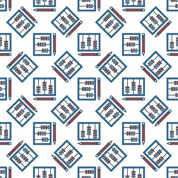 Math School Abacus and Pencil vector Mathematics Science colored seamless p.. イラスト素材