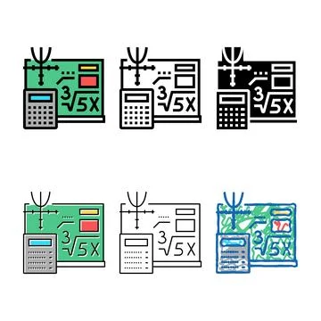 Math school lesson color icon variety vector 스톡 일러스트