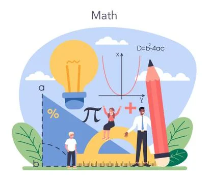 Math school subject. Learning mathematics, idea of education Stock Illustration
