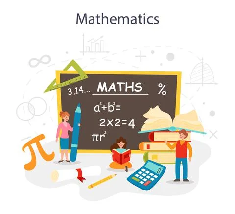 Math school subject. Learning mathematics, geometry and algebra Stock Illustration