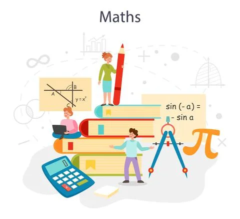 Math school subject. Learning mathematics, geometry and algebra Stock Illustration