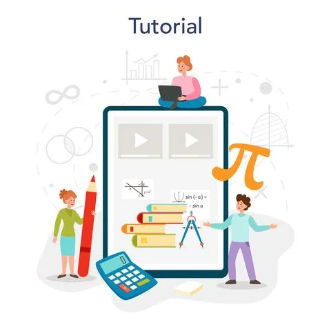 Math school subject online service or platform. Learning mathematics, Stock Illustration