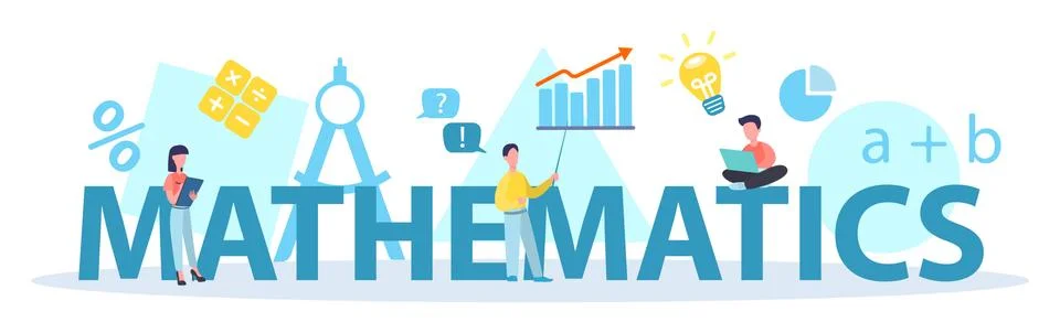 Math school subject typographic header concept. Learning Stock Illustration