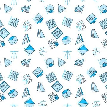 Math Science creative seamless pattern - Mathematics Education vector color.. イラスト素材