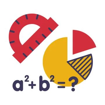 Math Science Education Concept, School Supplies, Back to School Elements Flat イラスト素材