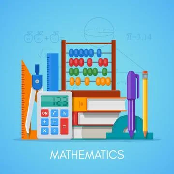 Math science education concept vector poster in flat style design Stock Illustration