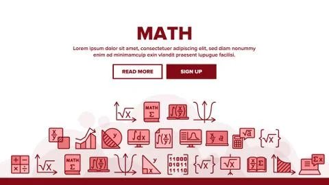 Math Science Education Landing Header Vector Stock Illustration