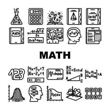 Math science education school icons set vector Stock Illustration