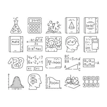 Math science education school icons set vector 스톡 일러스트