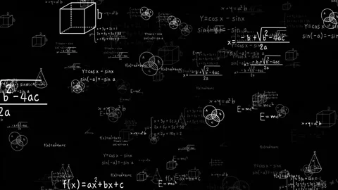 Math Science Equation Calculation Endless Loop Animation on Black background Stock Footage 323644652