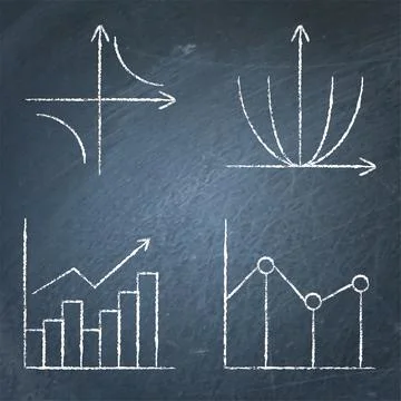 Math science icons set in line style on chalkboard Stock Illustration