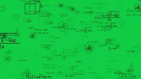 Math Science Physics Formula Handwritten Calculation Loop on Green Screen Stock Footage 320999420
