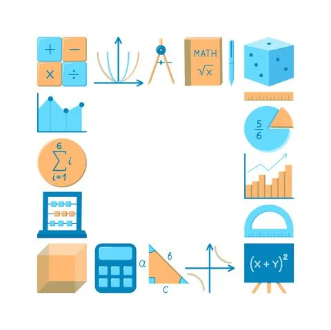 Math science symbols frame with place for text Illustrazione stock