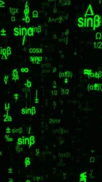 Math Scientific Abstract Green Neon Vertical Background 3D Illustration. Stockillustratie