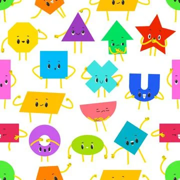 Math shape characters, seamless pattern background Stock Illustration