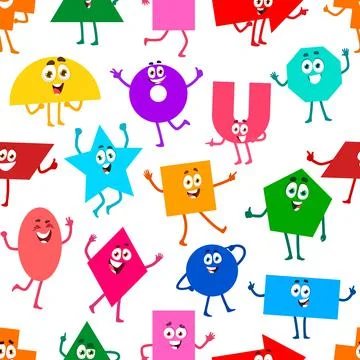 Math shape characters seamless vector pattern Stock Illustration