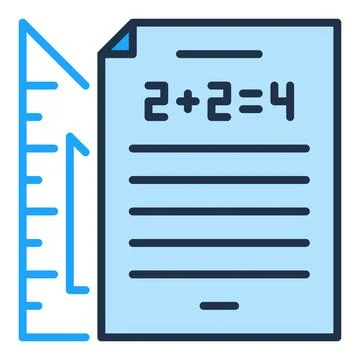 Math Sheet of Paper with Triangle vector concept colored icon 스톡 일러스트
